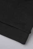 Pink Casual Sportswear Letter Print Patchwork O Neck Short Sleeve Two Pieces