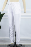 White Casual Solid Hollowed Out Patchwork O Neck Short Sleeve Two Pieces