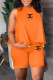 Orange Casual Print Letter O Neck Sleeveless Two Pieces