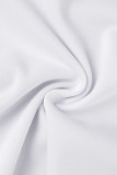 White Casual Solid Hollowed Out Patchwork O Neck Short Sleeve Two Pieces