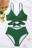 Red Sexy Solid Bandage Backless Swimwears (With Paddings)