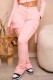 Pink Casual Solid Basic Regular High Waist Conventional Solid Color Trousers