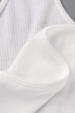 White Sexy Street Solid Patchwork Halter Tops