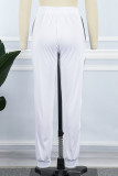 White Casual Solid Hollowed Out Patchwork O Neck Short Sleeve Two Pieces