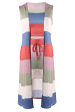 Blue Casual Print Patchwork Spaghetti Strap Sleeveless Three Pieces