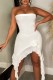 White Sexy Solid Patchwork Backless Strapless Irregular Dress Dresses