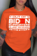 Orange Casual Street Print Patchwork Letter O Neck T-Shirts