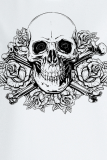 Grey Casual Street Print Skull O Neck Tops
