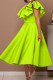 Fruit Green Elegant Solid Patchwork Flounce O Neck Evening Dress Dresses