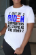 White Street Vintage Print Patchwork Letter O Neck T-Shirts