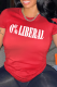 Red Casual Street Print Patchwork Letter O Neck T-Shirts