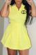 Yellow Casual Print Letter Turndown Collar Sleeveless Two Pieces