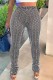 White Casual Striped Patchwork Skinny High Waist Conventional Patchwork Trousers