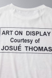 White Casual Street Print Patchwork O Neck T-Shirts