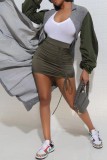 Pink Casual Solid Fold Skinny High Waist Conventional Solid Color Skirt