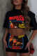 Red Casual Street Print Patchwork O Neck Half Sleeve Two Pieces