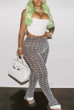 Deep Coffee Casual Striped Patchwork Skinny High Waist Conventional Patchwork Trousers