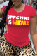 Red Casual Print Patchwork O Neck T-Shirts