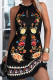 Black Casual Print Patchwork O Neck A Line Dresses