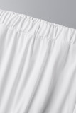 White Sexy Solid Patchwork See-through O Neck Long Sleeve Two Pieces