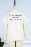 White Casual Street Print Patchwork O Neck T-Shirts