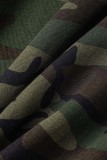 Camouflage Casual Camouflage Print Patchwork Regular High Waist Conventional Full Print Skirt