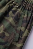 Camouflage Casual Camouflage Print Patchwork Regular High Waist Conventional Full Print Skirt