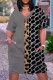 Dark Gray Casual Print Patchwork Basic V Neck Short Sleeve Dress