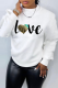 White Casual Street Print Patchwork Letter O Neck Tops