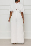 Green Sexy Solid Bandage Patchwork V Neck Jumpsuits