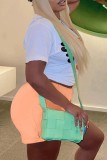 Orange Casual Letter Print Basic O Neck Short Sleeve Two Pieces