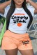 Orange Casual Letter Print Basic O Neck Short Sleeve Two Pieces