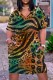 Multicolor Casual Print Patchwork Basic V Neck Short Sleeve Dress