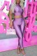 Purple Casual Sportswear Solid Patchwork O Neck Short Sleeve Two Pieces