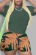 Green Casual Print Basic O Neck Short Sleeve Two Pieces