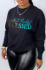 Black Casual Street Print Patchwork Letter O Neck Tops