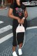 Black Casual Print Basic O Neck Short Sleeve Dress