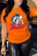 Orange Casual Character Print Letter O Neck T-Shirts