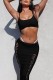 Black Sexy Solid Hollowed Out Backless Spaghetti Strap Sleeveless Two Pieces