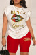 Red Casual Street Print Patchwork O Neck Short Sleeve Two Pieces