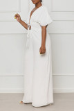 Green Sexy Solid Bandage Patchwork V Neck Jumpsuits