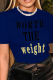 Navy Blue Casual Street Print Patchwork Letter O Neck T-Shirts
