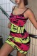 Colour Sexy Print Backless Spaghetti Strap Sleeveless Dress Dresses