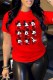 Red Casual Character Print Patchwork O Neck T-Shirts