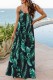 Green Sexy Casual Print Backless Spaghetti Strap Long Dress Dresses