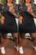 Black Fashion Casual Solid Basic V Neck Short Sleeve Dress