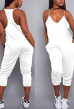 White Sexy Solid Patchwork Spaghetti Strap Harlan Jumpsuits