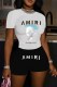 Black Casual Print Letter O Neck Short Sleeve Two Pieces