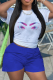 White Casual Street Eyes Printed Patchwork O Neck T-Shirts