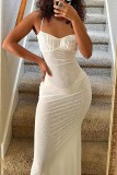 Pink Sexy Casual Solid Backless Spaghetti Strap Long Dress Dresses
